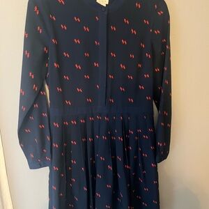 J. Crew Navy Dress with Red Print